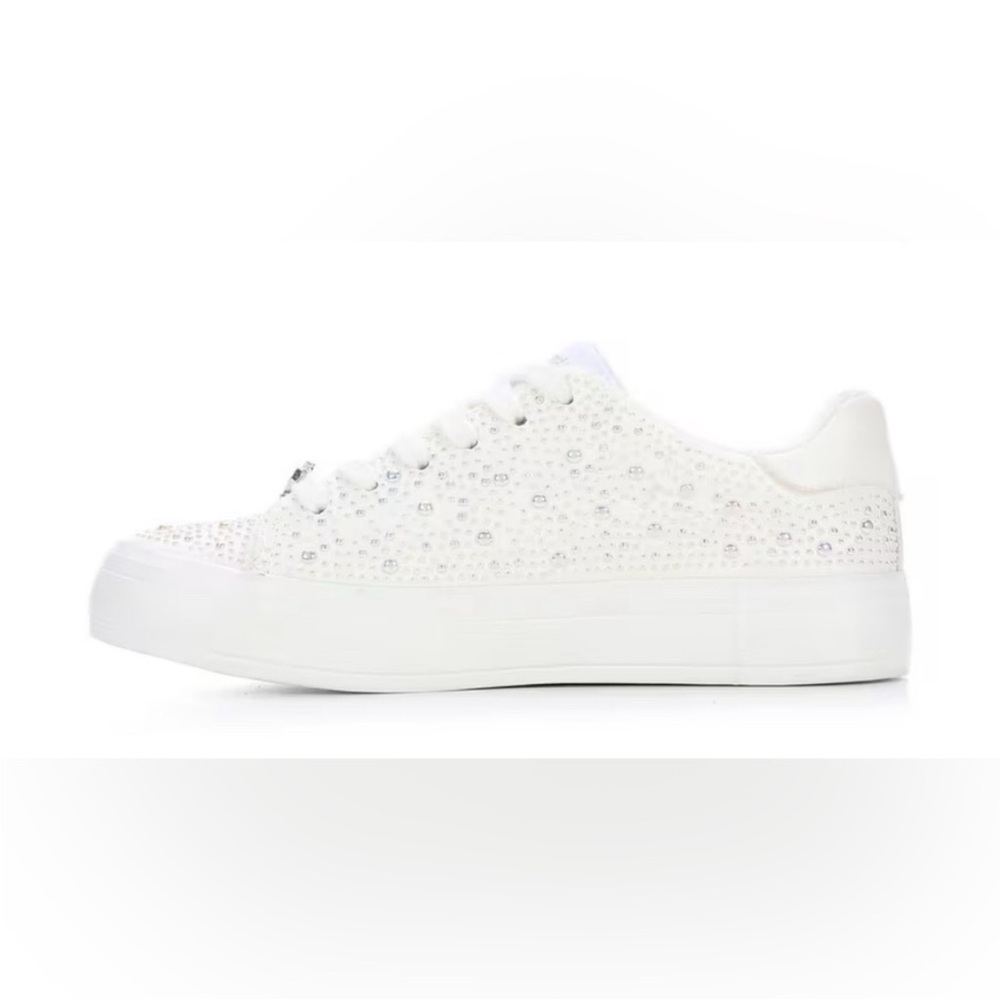 Juicy Couture Alanis B Studded Lace-up Glam Sneakers Pearl White 7.5 - Picture 2 of 10